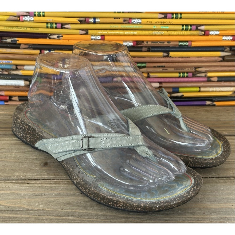 Teva Ventura Thong Sandals Cork Aqua Leather Women's Size 8